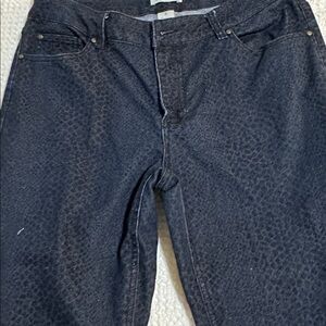 Per Se Women's Midnite Blue Snakeskin Patterned Skinny Jeans
